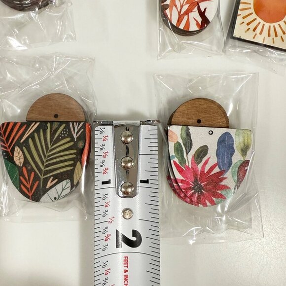 98 Piece Laser Cut Printed Wooden Charm Jewelry Earring Making Floral Boho Craft - Picture 7 of 10